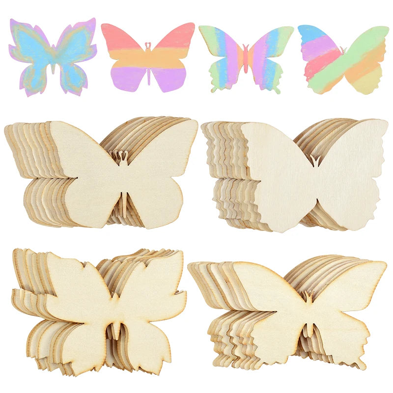 10er Set Holz Schmetterlinge zum Bemalen - Blanko Holzscheiben für Kinder Basteln-Yabubest - Home & More