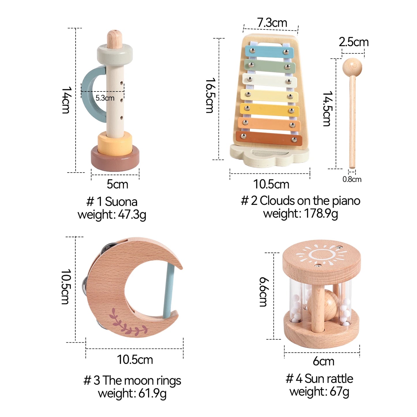 Pädagogisches Holzspielzeug Musikinstrumente für Babys