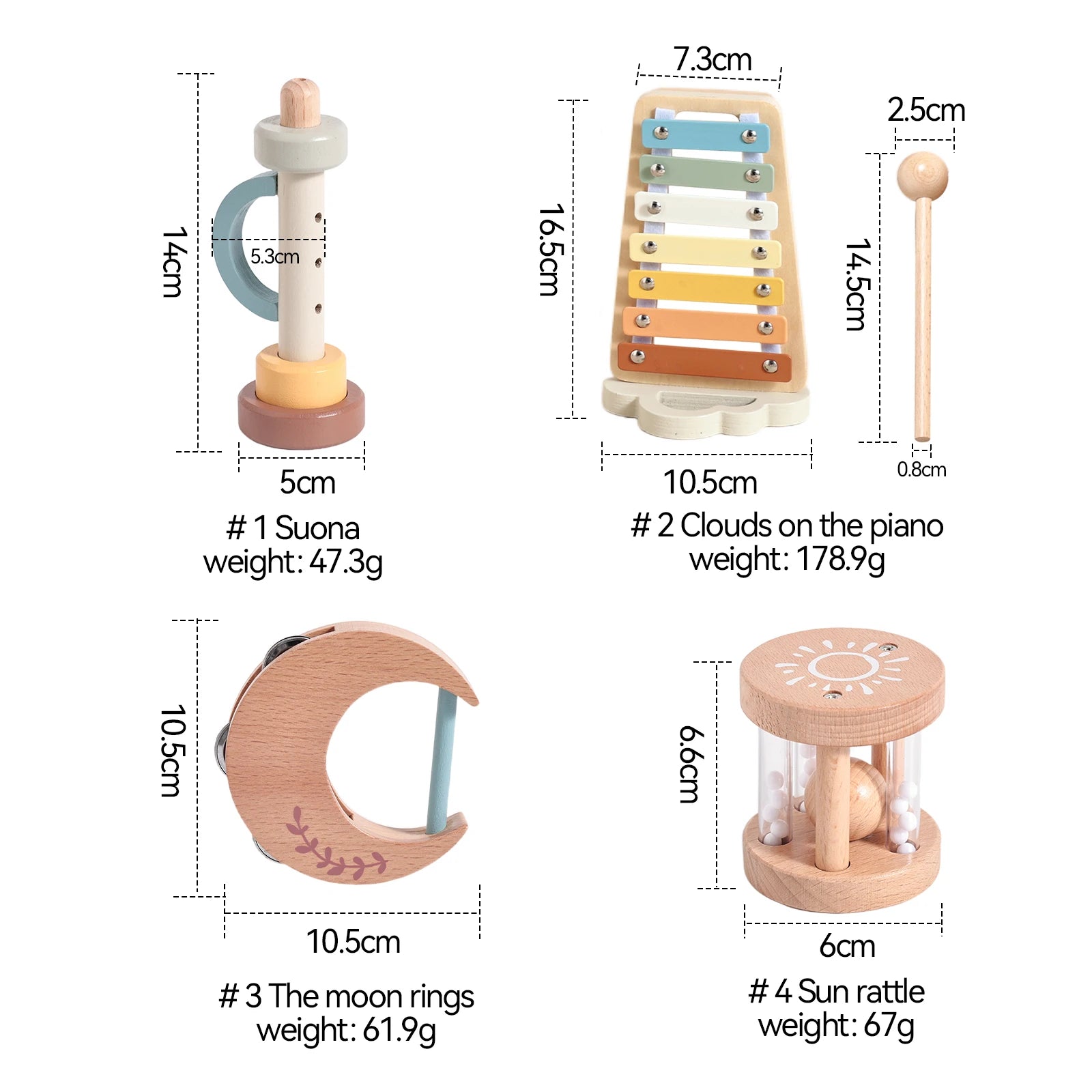 Pädagogisches Holzspielzeug Musikinstrumente für Babys