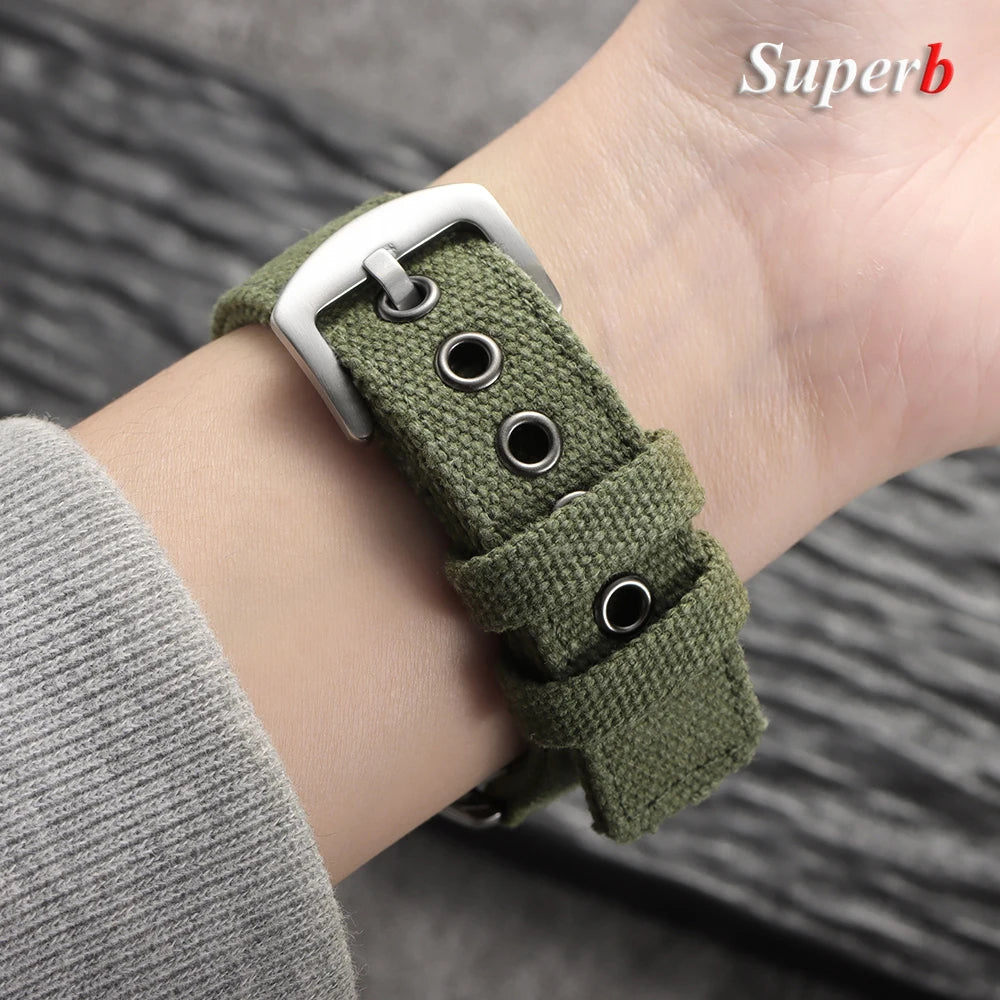 Nylon Uhrenarmband 20 22 24mm Sport Militär Stil – für Smartwatch u. Uhr