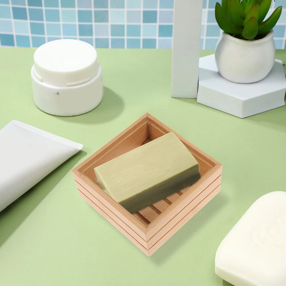 Bambusbox mit Deckel und Ablaufsystem für Seife im Badezimmer und auf Reisen