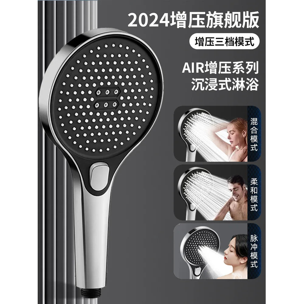 Hochdruck Duschkopf 13 cm mit 3 Modi aus ABS Plastik und Chrom