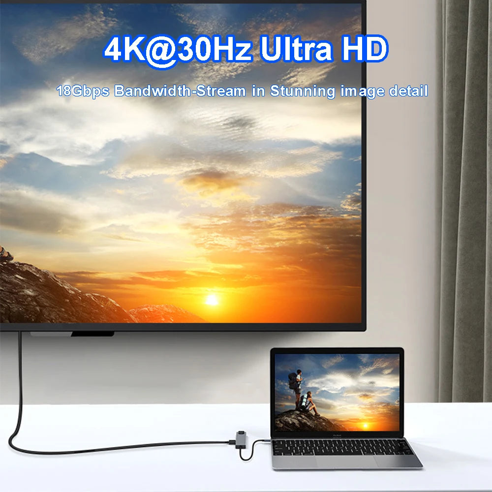 8-in-1 USB C Hub mit 4K HDMI Netzwerk SD TF Kartenleser für Laptop