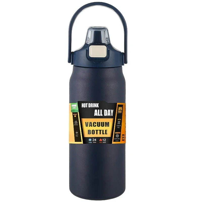 Premium Edelstahl-Thermoskanne mit Strohhalm, 24h kalt & 8h heiß, BPA-frei