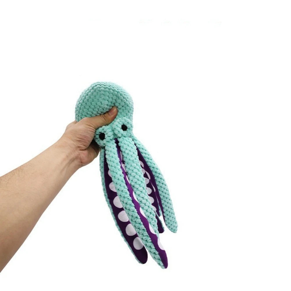 Interaktives Oktopus Hundespielzeug | Quietschender Plüsch | Zahnpflege | Bissfest