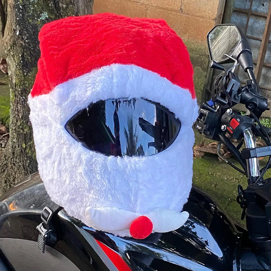 4-teiliges Motorrad Helm Set mit Santa Claus Weihnachtsmütze