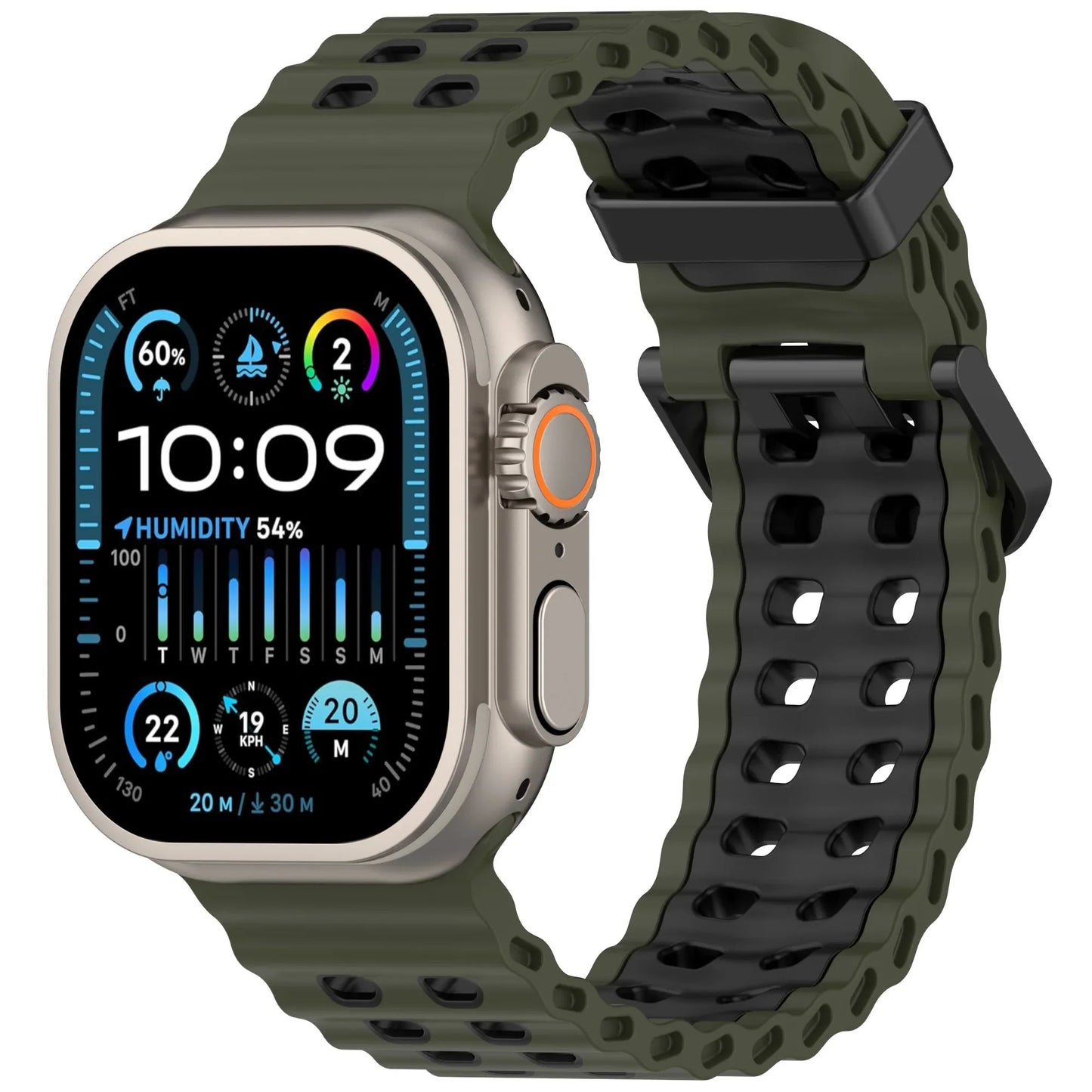 Zweifarbiges Silikonarmband 21cm Sportlich Leicht für Smartwatches