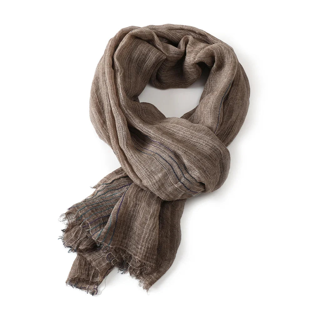 Baumwolle Leinen Herren Schal Gestreift Warm Halstuch 200x75cm Herbst Winter