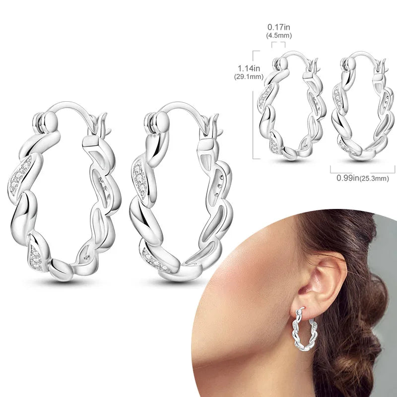 925 Sterling Silber Creolen mit Zirkonia Wassertropfen für Damen