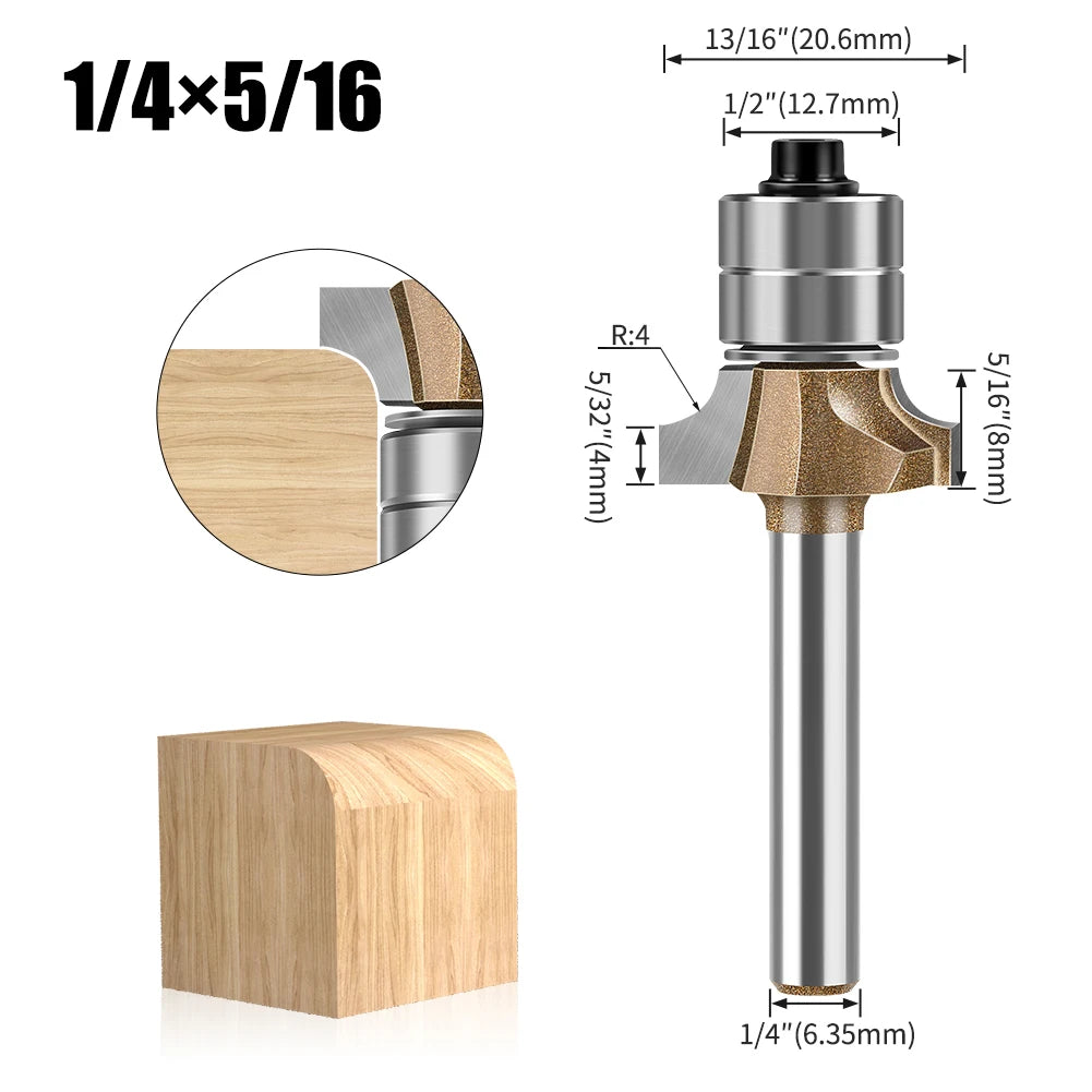 6 mm 1/4 Zoll Schaft Doppellager-Gravurfräser mit abgerundeten Kanten