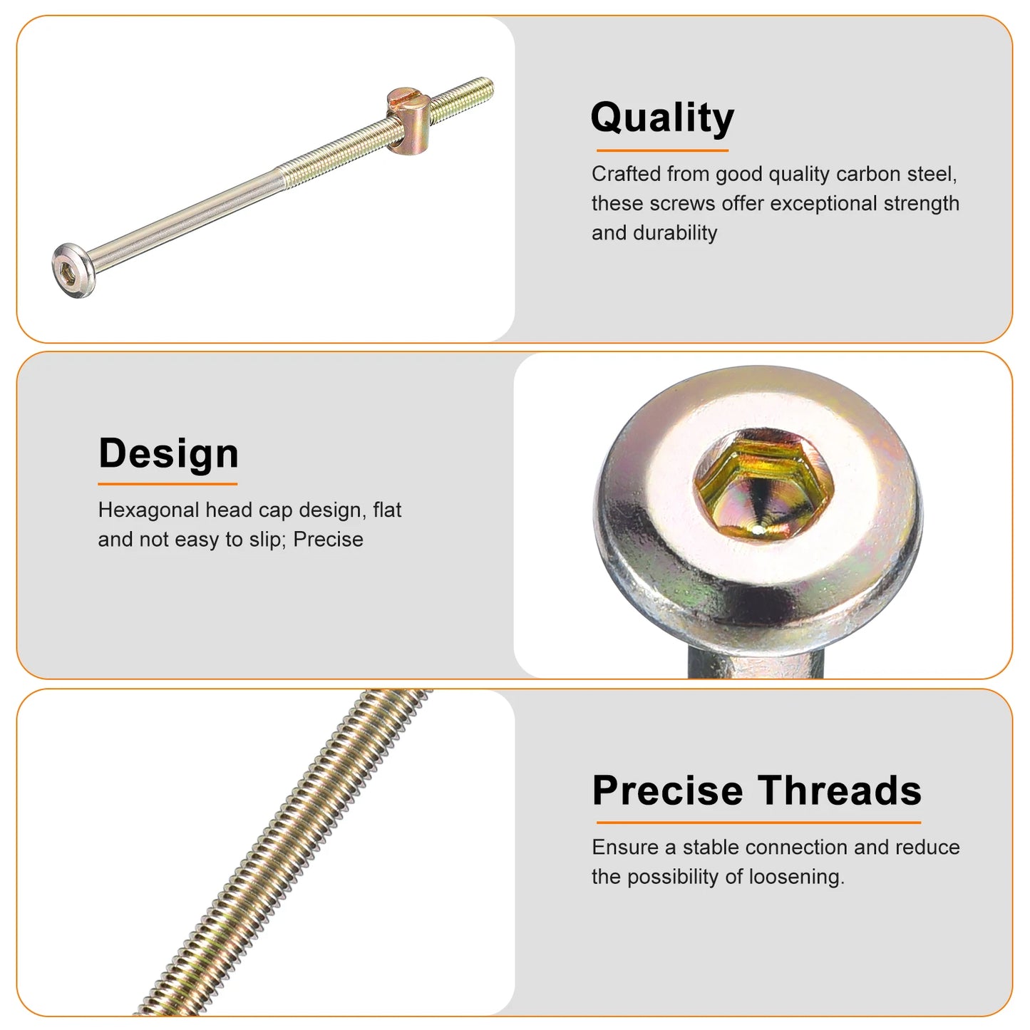 Robuste M6 Innensechskant Möbelschrauben mit Zylindermuttern Set