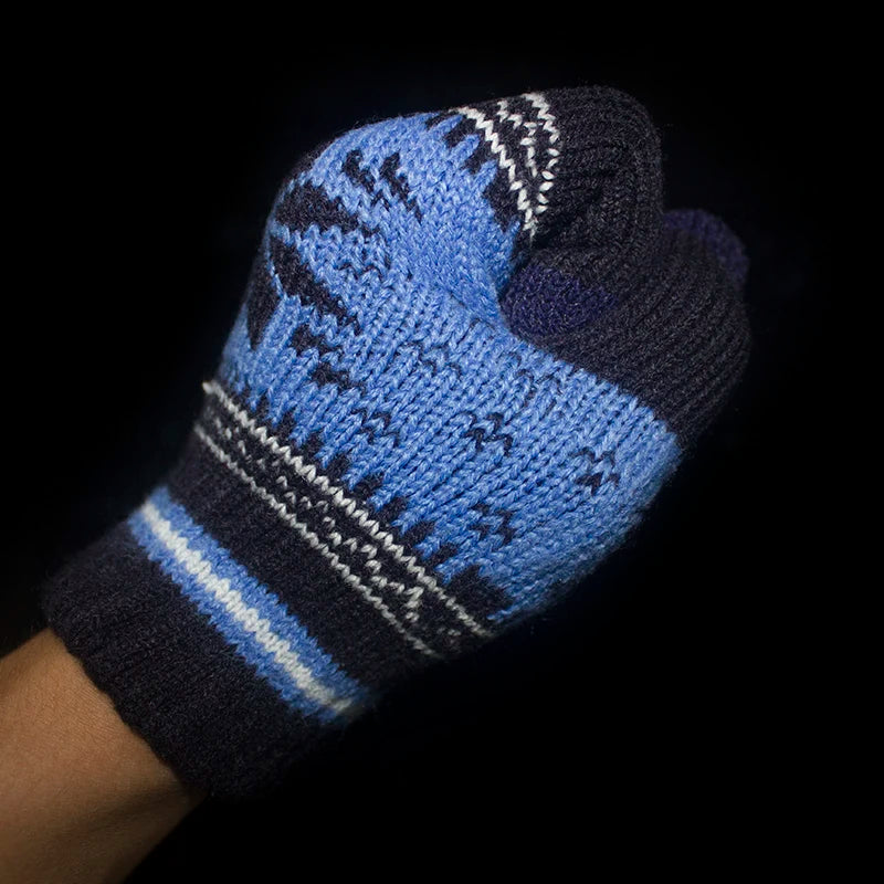 Warme Strick Winterhandschuhe mit Schneeflocken für Damen und Herren