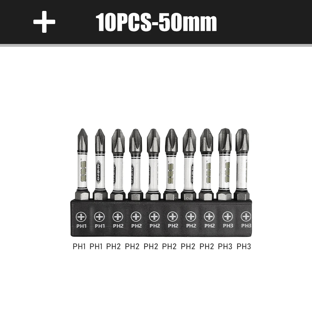 10-tlg. magnetisches 50/100mm Sechskant Schraubendreher Bit Set 1/4 Schaft