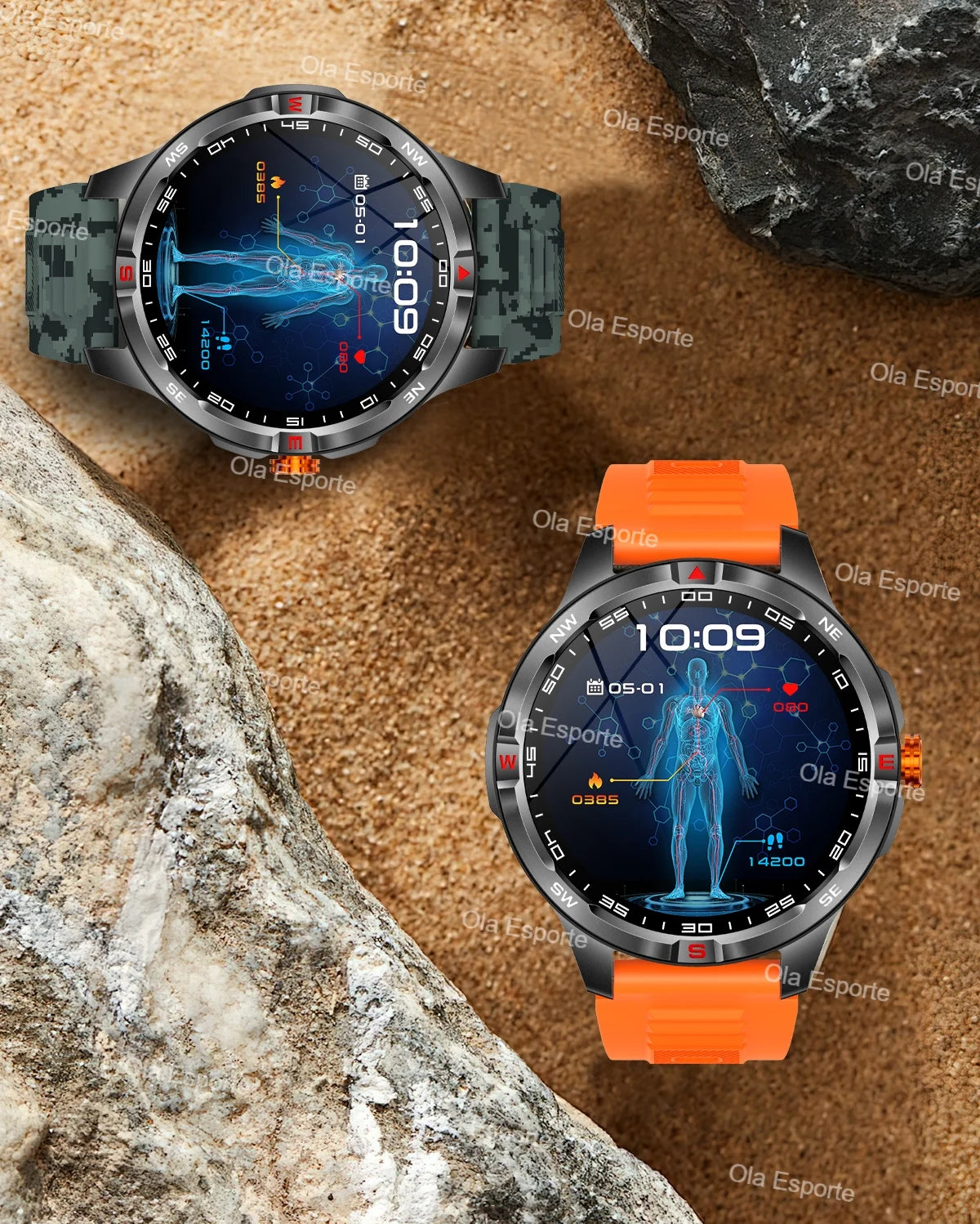 Sportliche Smartwatch mit Herzfrequenz und Gesundheitsüberwachung