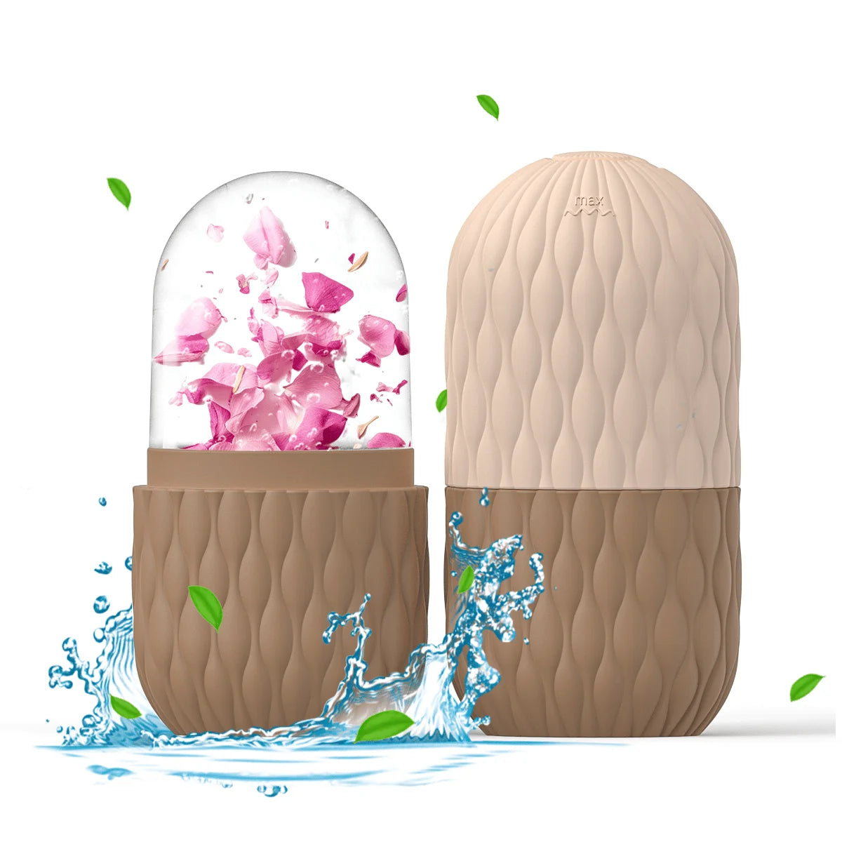 Gesichts-Roller Set: Kühlung, Massage & Hautpflege aus Silikon/Edelstahl