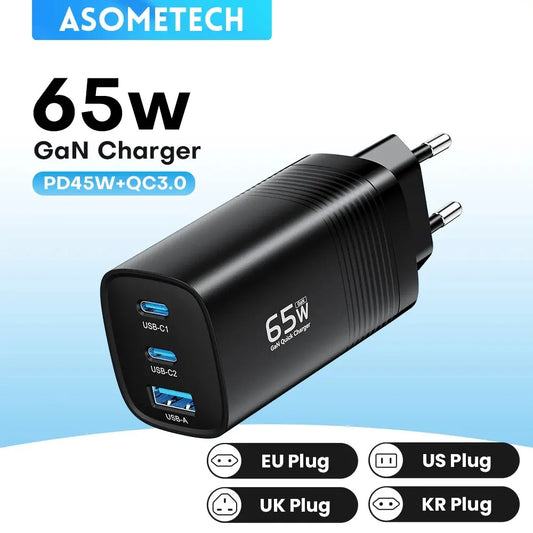 GaN USB C Schnellladegerät 65W für Laptop Tablet Smartphone