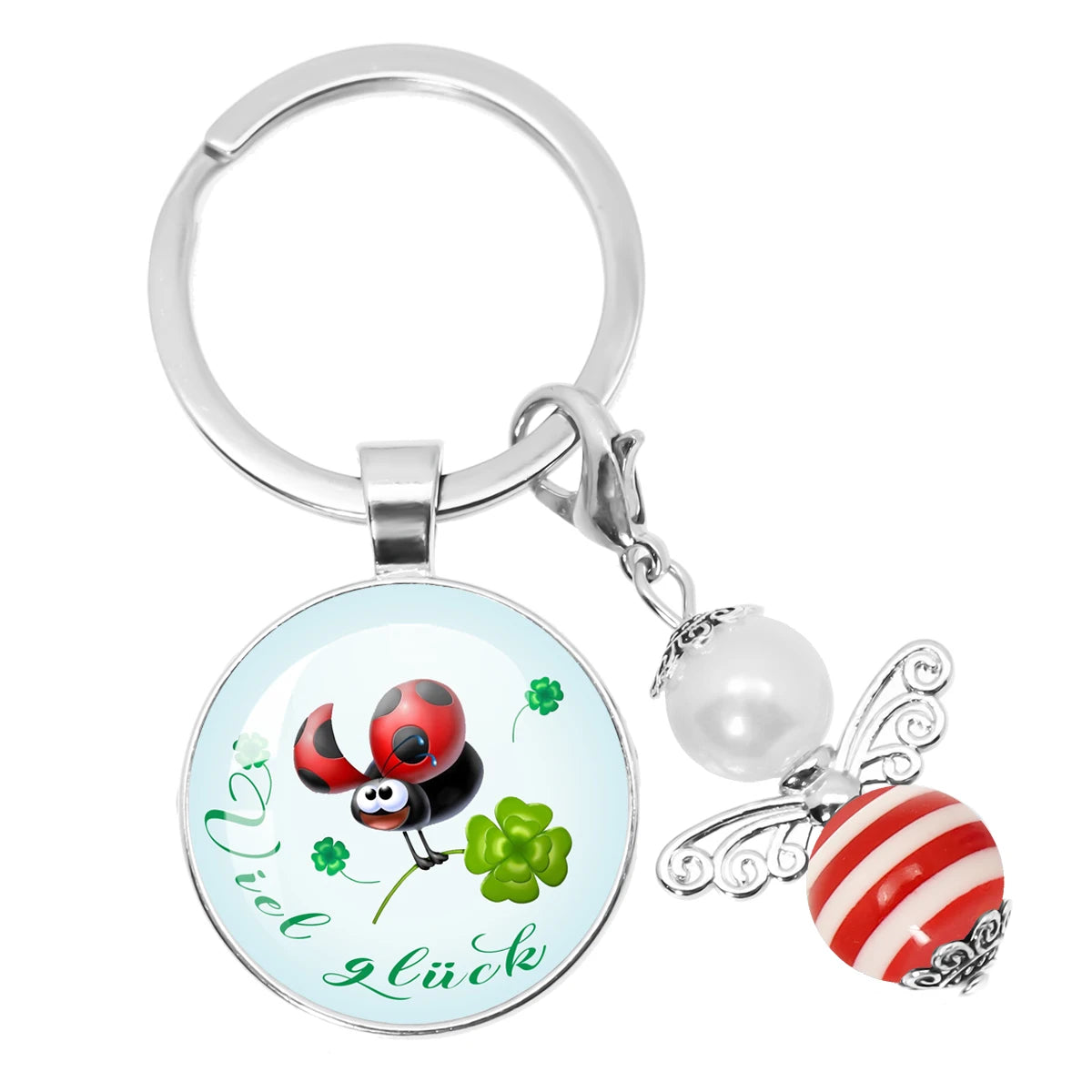 Glücksbringer Schlüsselanhänger mit vierblättrigem Kleeblatt Design