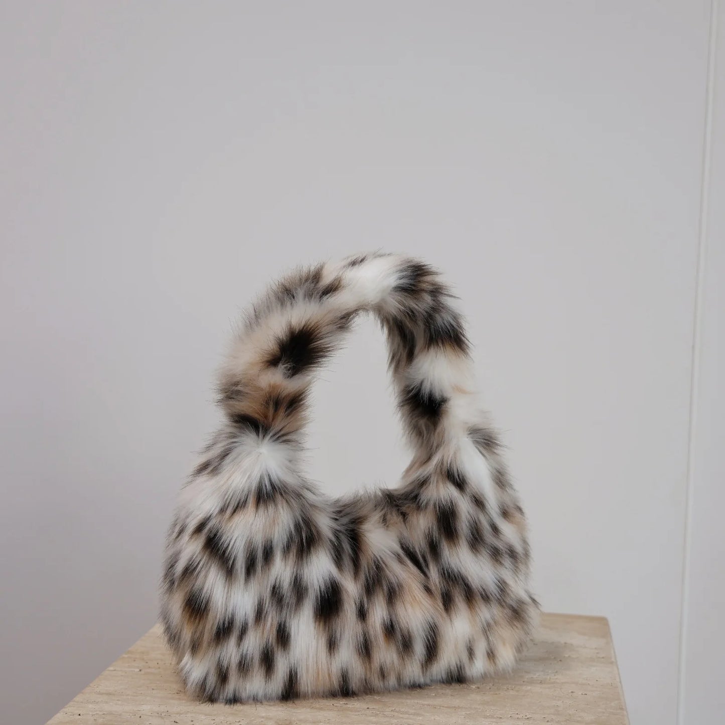 Leopard Plüsch Damen Unterarmtasche Kunstpelz Flauschige Clutch