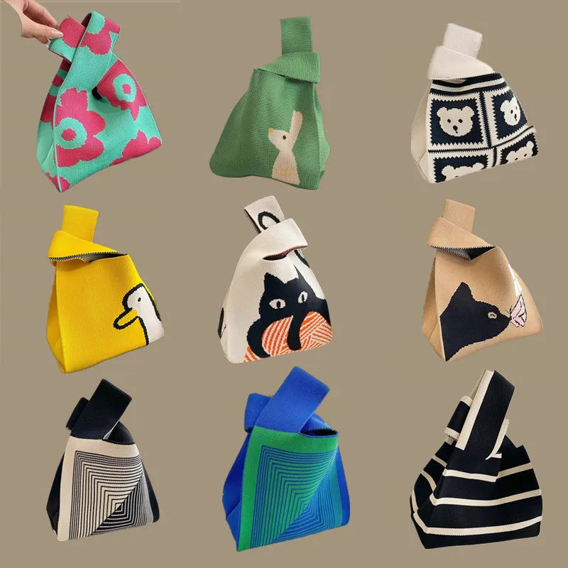 Handgefertigte kleine gestrickte Handtasche für Damen, vielseitig und leicht