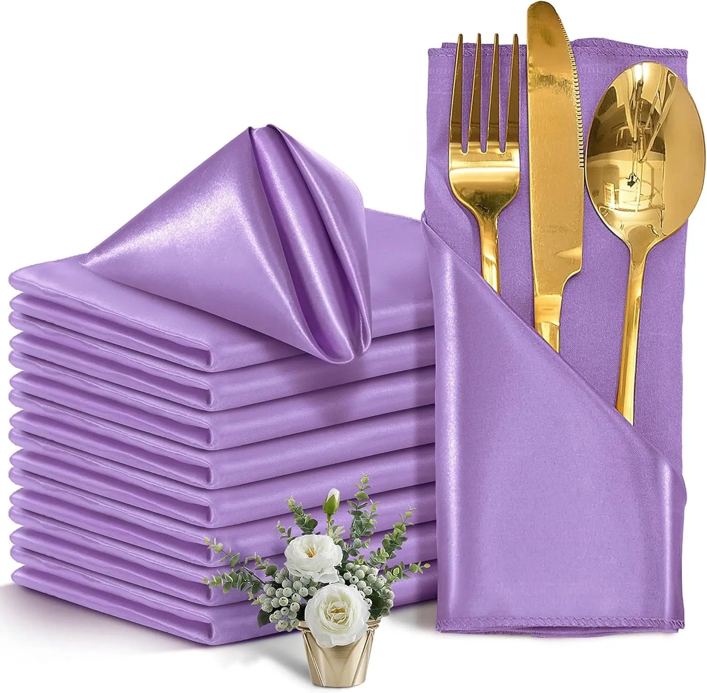 12 rote Satin Servietten 30x30 cm waschbar seidig weich für Event Deko