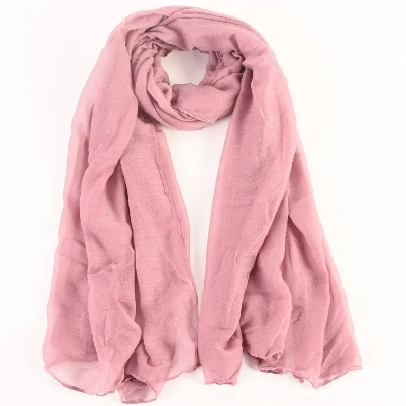 Damen Schal Baumwolle Leinen lang 90x180cm uni zart weich vielseitig