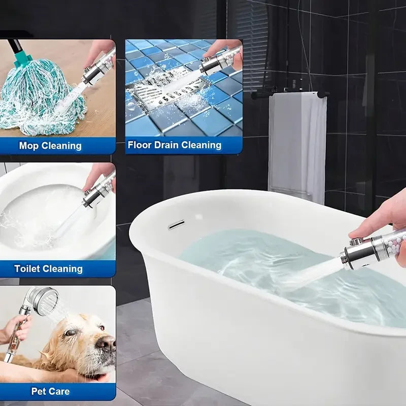 3-Modus Wassersparender Handbrause Kopf mit Negativ-Ionen Filter und Wasserstopp