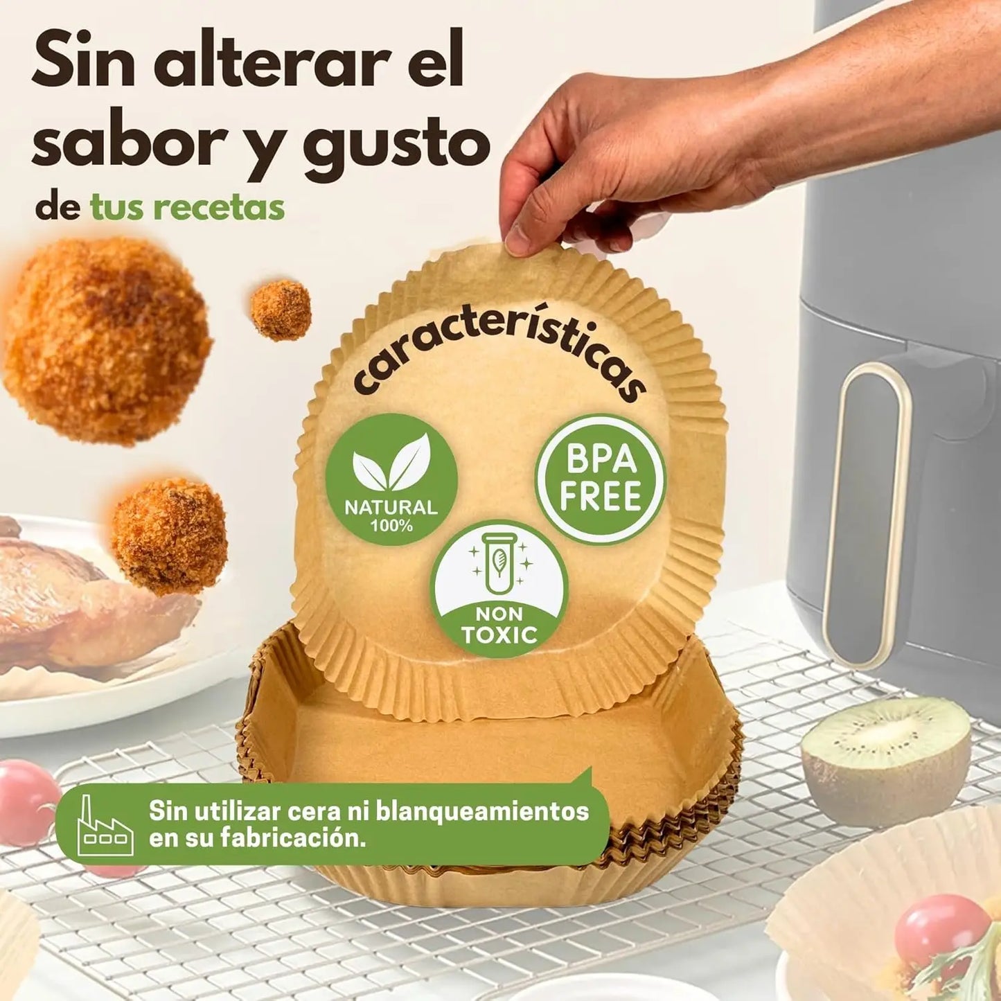 Einweg Luftfritteusenpapier XXL quadratisch 20x23 cm für Airfryer Tablett