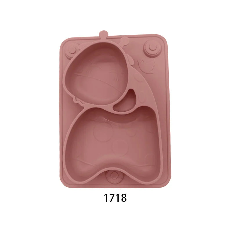 Geteilter Silikonteller für Kinder mit niedlichem Giraffen Motiv BPA frei