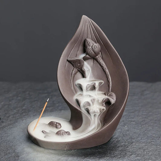 Kreatives lila Lotusblatt Räuchergefäß aus Keramik