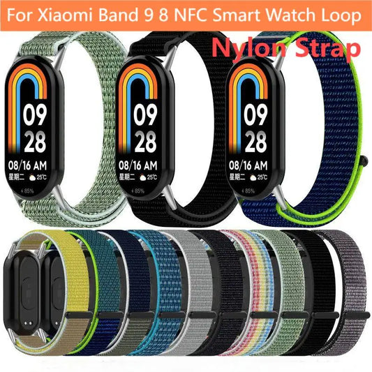Nylon Armband für Xiaomi Band 9 8 NFC, verstellbares Handgelenkband