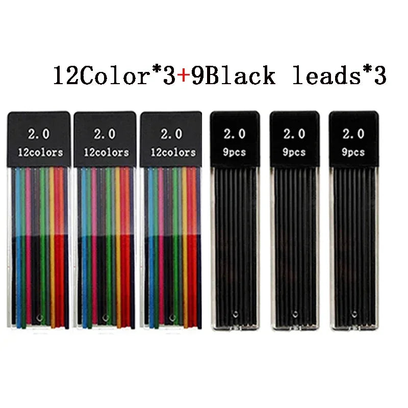 Druckbleistifte Set 2.0 mm für Skizzen und Studentenbedarf