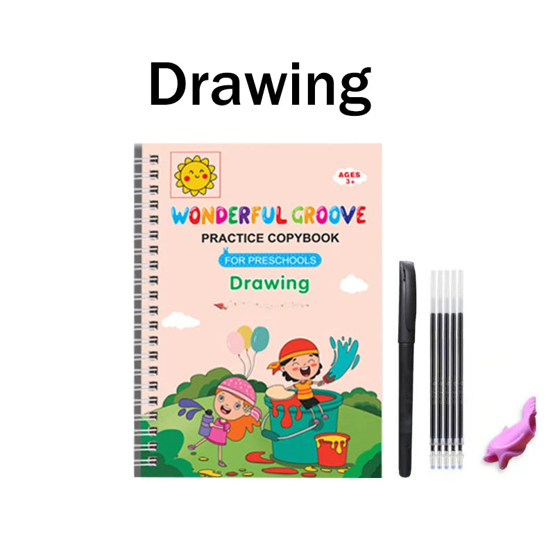 Wiederverwendbares 3D Übungsbuch für Kinder zum Lernen und Schreiben
