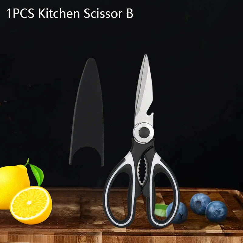 Edelstahl Küchenmesser Schere Set – Klappbar, Sicher, für Obst, Fleisch, Fisch