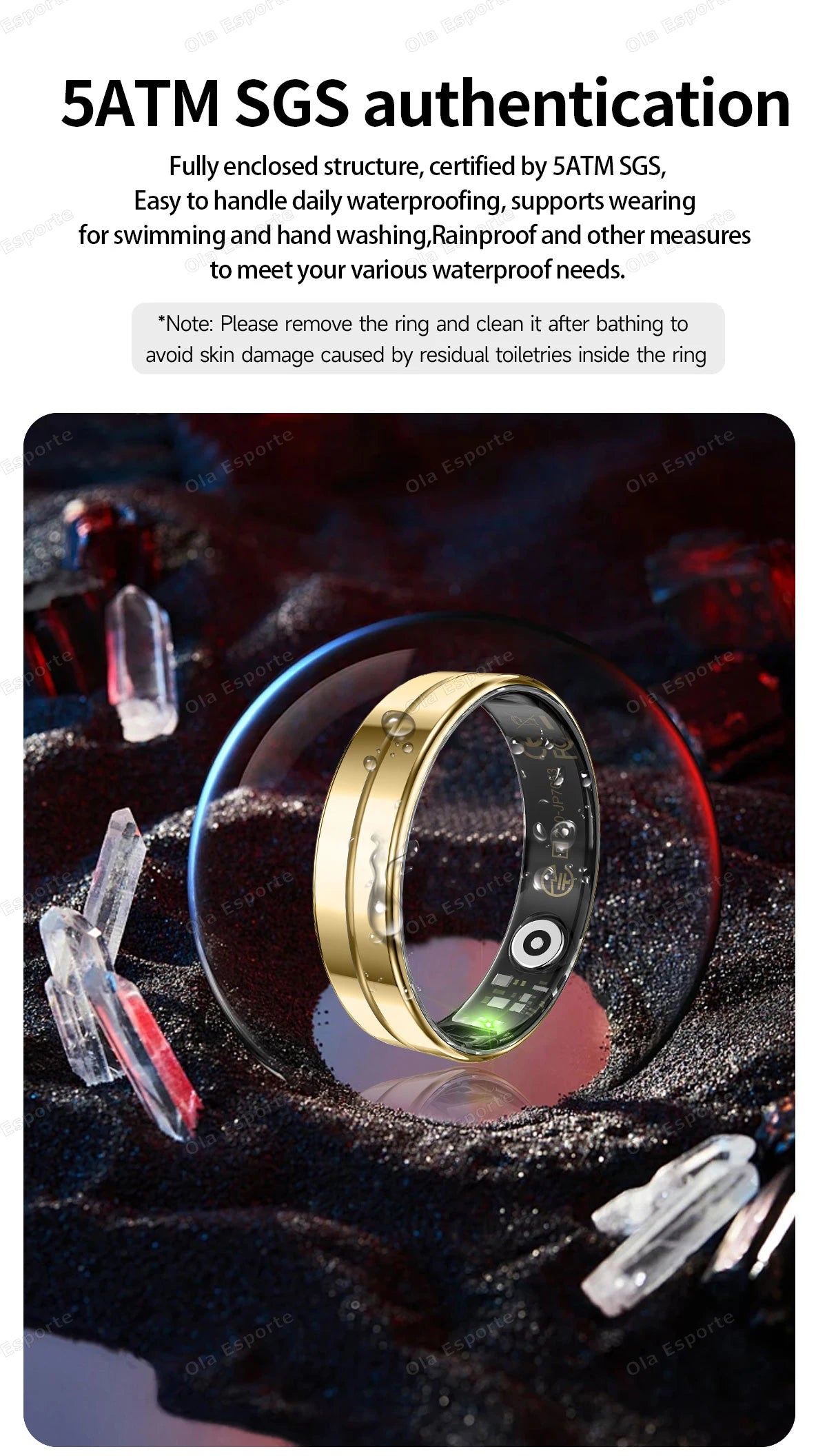 Wasserdichter Smart Ring mit Herzfrequenz und Blutdruck Sensor