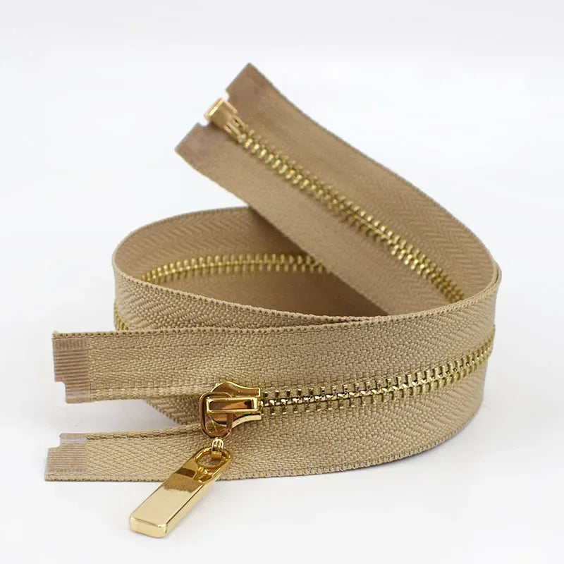 Metall Reißverschluss goldene Zähne offen 40-70cm für Taschen Jacken Kleidung