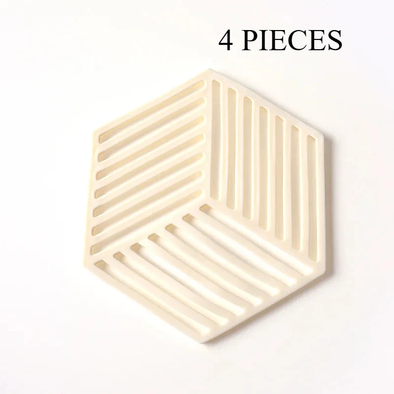 4er Set Silikon Hexagon Untersetzer Tischset Wärme Isoliermatte Geschirr Schutz