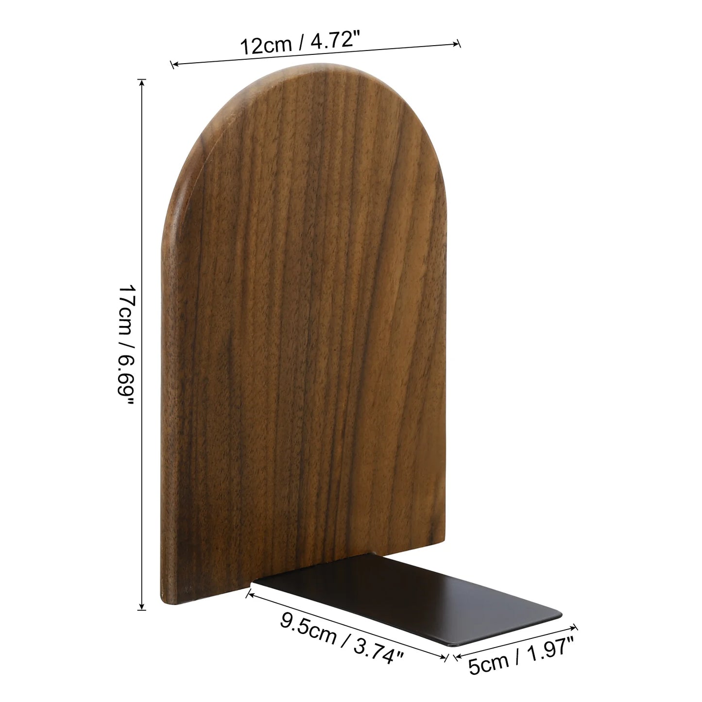 2 Stück Holz Buchstützen mit Metallbasis Organizer Büro Regal Halter