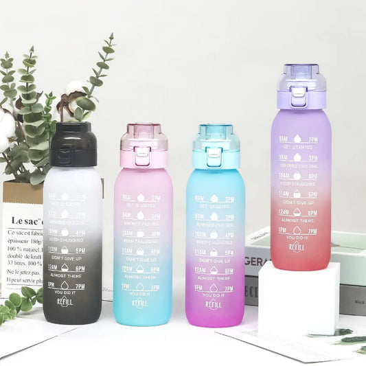 LUSQI 1000ML Geschmackswasser Flasche mit Stroh & 5 Geschmackspods