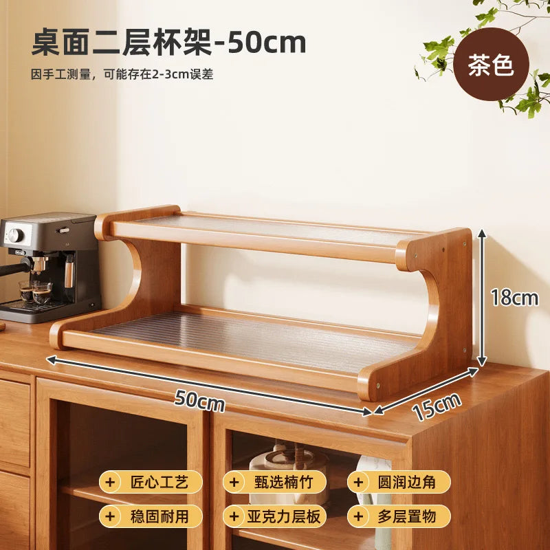 Mehrstufiges Holz Aufbewahrungsregal für Küchenutensilien