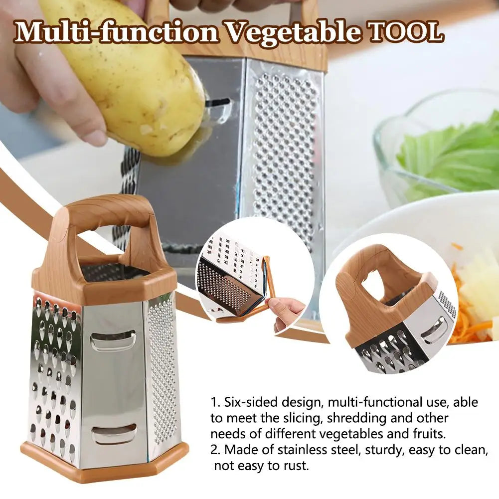 Multifunktionale 6-seitige Edelstahl Gemüse-Box-Reibe Slicer Zerkleinerer