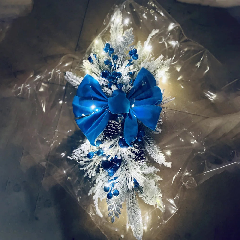 Beflockter PVC Weihnachtskranz für Tür und Baum Deko