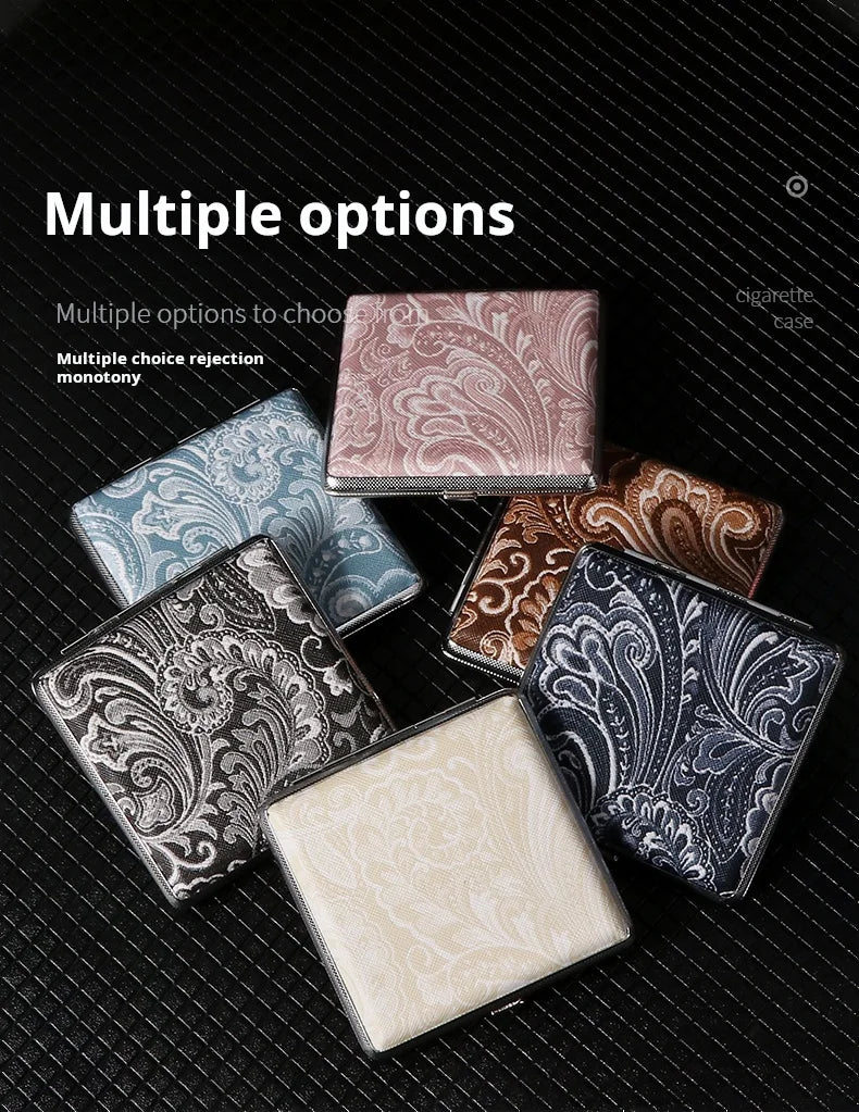 Tragbare leichte Zigarettenschachtel aus Metall mit Ledermuster