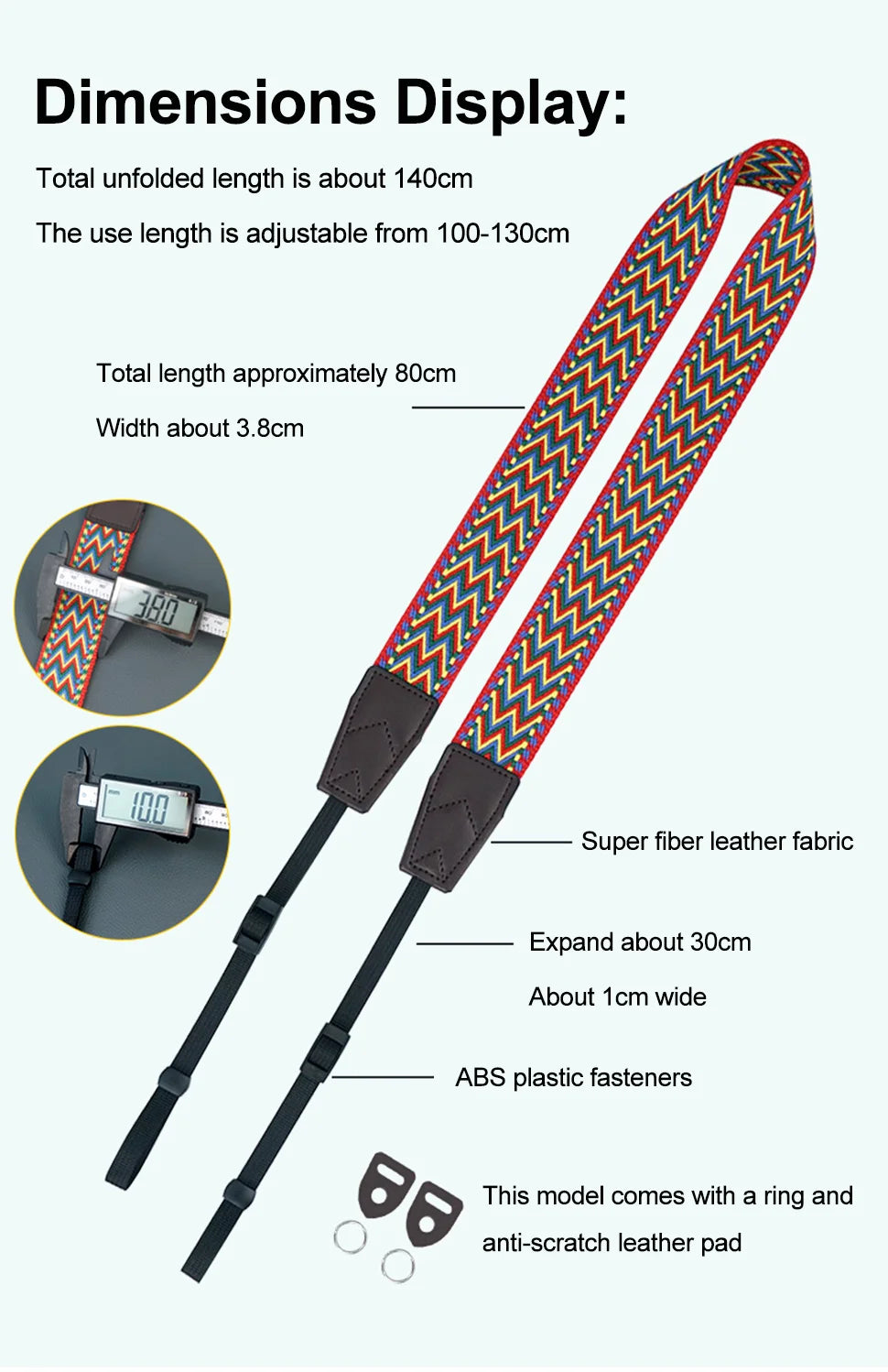 Verstellbarer ethnischer Kameragurt für komfortablen Schultertrag