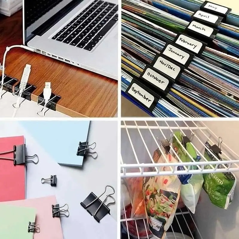 Robuste schwarze Binder-Clips in 6 Größen – langlebig - perfekt für Büro - Schule