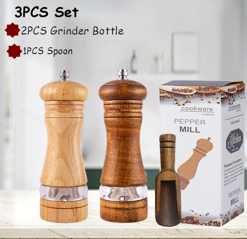 6 Zoll Holz Pfeffermühle manuell mit einstellbarem Keramik-Mahlwerk