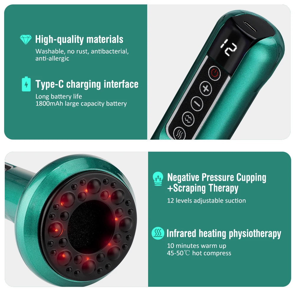 Intelligentes 6 12 Stufen Schröpf Massagegerät mit Heizfunktion