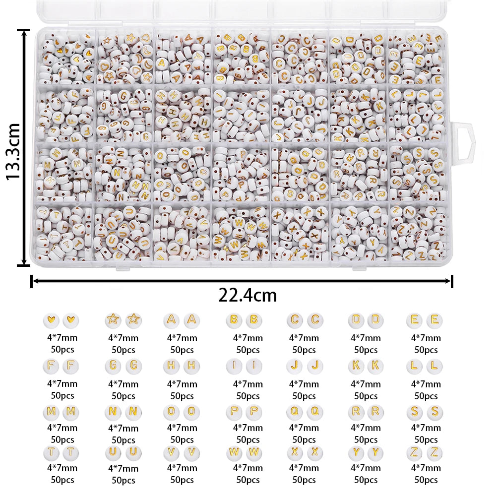 1400 Acryl Buchstabenperlen A-Z 7mm DIY Schmuckherstellung Zubehör