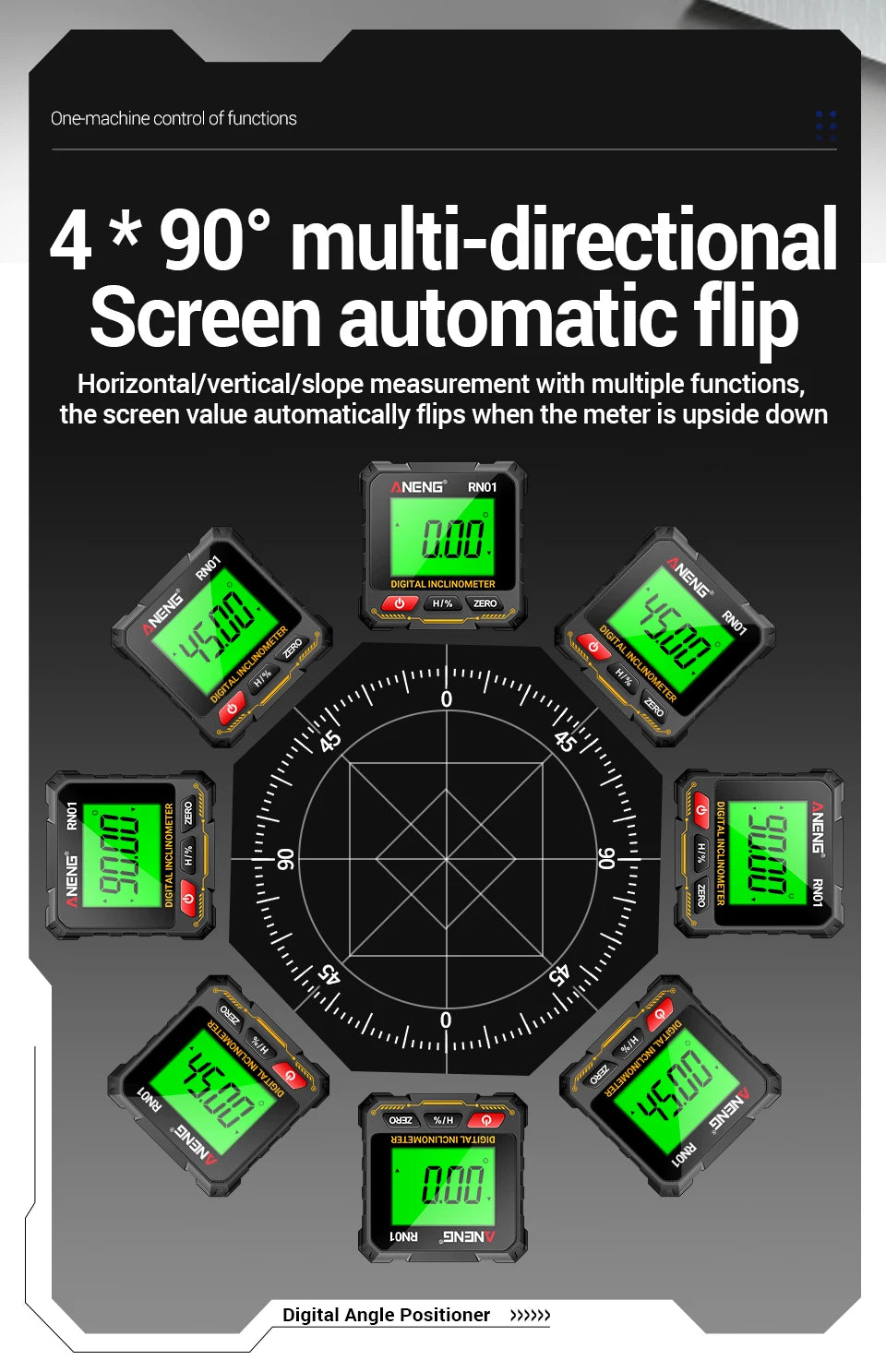 ANENG RN01 Mini Winkelmesser mit 360 Grad Neigungsmesser und Magnetfunktion-Yabubest - Home & More