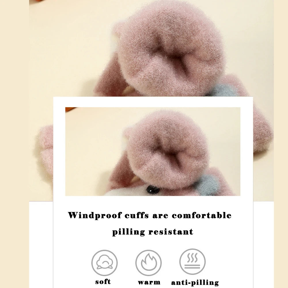 Warme Halbfinger Strickhandschuhe für Kinder mit Plüschfutter