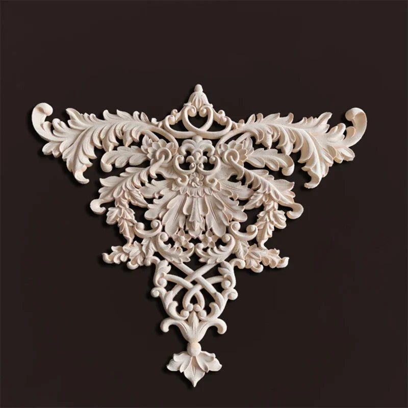 Elegante Holz Applikation für Möbel & Wanddeko – Blumenschnitzerei